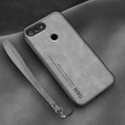 For Xiaomi Mi 8 Lite Lamba Skin Feel Leather Back Phone Case with Strap(Space Grey) - 1
