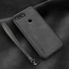 For Xiaomi Mi 8 Lite Lamba Skin Feel Leather Back Phone Case with Strap(Dark Grey) - 1