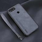 For Xiaomi Mi 8 Lite Lamba Skin Feel Leather Back Phone Case with Strap(Blue) - 1