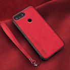 For Xiaomi Mi 8 Lite Lamba Skin Feel Leather Back Phone Case with Strap(Red) - 1