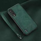 For Xiaomi Mi CC9 Lamba Skin Feel Leather Back Phone Case with Strap(Deep Green) - 1