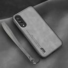 For Xiaomi Mi CC9e Lamba Skin Feel Leather Back Phone Case with Strap(Space Grey) - 1