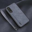 For Xiaomi Mi CC9e Lamba Skin Feel Leather Back Phone Case with Strap(Blue) - 1