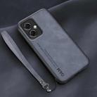 For Xiaomi Redmi Note 12 China Lamba Skin Feel Leather Back Phone Case with Strap(Blue) - 1