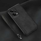For Xiaomi Redmi Note 12 Pro+ China Lamba Skin Feel Leather Back Phone Case with Strap(Black) - 1
