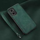 For Xiaomi Redmi Note 11E Lamba Skin Feel Leather Back Phone Case with Strap(Deep Green) - 1