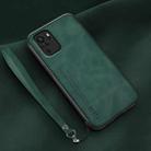 For Xiaomi Redmi Note 10 5G Lamba Skin Feel Leather Back Phone Case with Strap(Deep Green) - 1