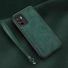 For Xiaomi Redmi Note 10 4G Lamba Skin Feel Leather Back Phone Case with Strap(Deep Green) - 1