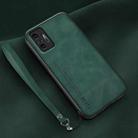 For Xiaomi Redmi Note 10 Pro Global Lamba Skin Feel Leather Back Phone Case with Strap(Deep Green) - 1