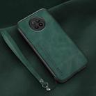 For Xiaomi Redmi Note 9 5G Lamba Skin Feel Leather Back Phone Case with Strap(Deep Green) - 1
