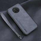 For Xiaomi Redmi Note 9 5G Lamba Skin Feel Leather Back Phone Case with Strap(Blue) - 1