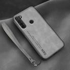 For Xiaomi Redmi Note 8 Lamba Skin Feel Leather Back Phone Case with Strap(Space Grey) - 1