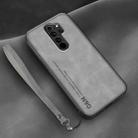 For Xiaomi Redmi Note 8 Pro Lamba Skin Feel Leather Back Phone Case with Strap(Space Grey) - 1