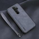 For Xiaomi Redmi Note 8 Pro Lamba Skin Feel Leather Back Phone Case with Strap(Blue) - 1