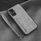 For Xiaomi Redmi K50 Gaming Lamba Skin Feel Leather Back Phone Case with Strap(Space Grey) - 1