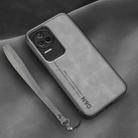 For Xiaomi Redmi K40S Lamba Skin Feel Leather Back Phone Case with Strap(Space Grey) - 1