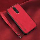 For Xiaomi Redmi K30 Lamba Skin Feel Leather Back Phone Case with Strap(Red) - 1