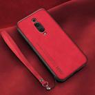 For Xiaomi Redmi K20 Lamba Skin Feel Leather Back Phone Case with Strap(Red) - 1