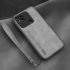 For Xiaomi Redmi 10A Lamba Skin Feel Leather Back Phone Case with Strap(Space Grey) - 1