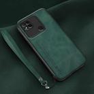 For Xiaomi Redmi 10A Lamba Skin Feel Leather Back Phone Case with Strap(Deep Green) - 1