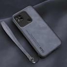 For Xiaomi Redmi 10A Lamba Skin Feel Leather Back Phone Case with Strap(Blue) - 1