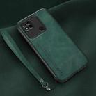 For Xiaomi Redmi 10C Lamba Skin Feel Leather Back Phone Case with Strap(Deep Green) - 1