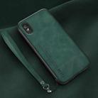 For Xiaomi Redmi 9A Lamba Skin Feel Leather Back Phone Case with Strap(Deep Green) - 1