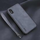 For Xiaomi Redmi 9A Lamba Skin Feel Leather Back Phone Case with Strap(Blue) - 1