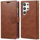 For Samsung Galaxy S23 Ultra 5G GOOSPERY MANSOOR DIARY 9 Card Slots Leather Phone Case(Brown) - 1