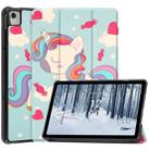 For Nokia T21 Custer Painted 3-Fold Holder Leather Smart Tablet Case(Unicorn) - 1