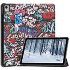 For Nokia T21 Custer Painted 3-Fold Holder Leather Smart Tablet Case(Graffiti) - 1