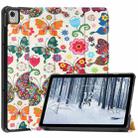 For Nokia T21 Custer Painted 3-Fold Holder Leather Smart Tablet Case(Colorful Butterflies) - 1