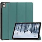 For Nokia T21 Custer Pure Color 3-Fold Holder Leather Smart Tablet Case(Green) - 1