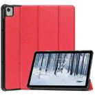 For Nokia T21 Custer Pure Color 3-Fold Holder Leather Smart Tablet Case(Red) - 1