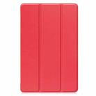 For Nokia T21 Custer Pure Color 3-Fold Holder Leather Smart Tablet Case(Red) - 2