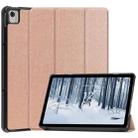 For Nokia T21 Custer Pure Color 3-Fold Holder Leather Smart Tablet Case(Rose Gold) - 1