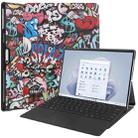 For Microsoft Surface Pro 9 Custer Painted 3-Fold Holder Leather Tablet Case(Graffiti) - 1