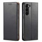 For Samsung Galaxy S23+ 5G Fierre Shann PU Genuine Leather Texture Leather Phone Case(Black) - 1