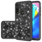 For Motorola Moto G Power(2020) Glitter Powder Contrast Skin Shockproof Silicone + PC Protective Case(Black) - 1