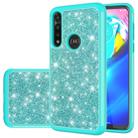 For Motorola Moto G Power(2020) Glitter Powder Contrast Skin Shockproof Silicone + PC Protective Case(Green) - 1