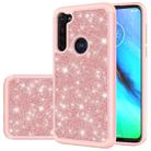 For Motorola Moto G Stylus(2020) Glitter Powder Contrast Skin Shockproof Silicone + PC Protective Case(Rose Gold) - 1