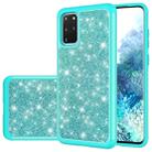 For Galaxy S20 Plus Glitter Powder Contrast Skin Shockproof Silicone + PC Protective Case(Green) - 1