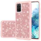 For Galaxy S20 Plus Glitter Powder Contrast Skin Shockproof Silicone + PC Protective Case(Rose Gold) - 1