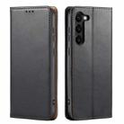 For Samsung Galaxy S23 5G Fierre Shann PU Genuine Leather Texture Leather Phone Case(Black) - 1