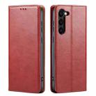 For Samsung Galaxy S23 5G Fierre Shann PU Genuine Leather Texture Leather Phone Case(Red) - 1