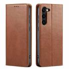 For Samsung Galaxy S23 5G Fierre Shann PU Genuine Leather Texture Leather Phone Case(Brown) - 1