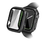 For Apple Watch Series SE 2&6&SE&5&4 44mm Carbon Fiber PC Tempered Glass Integral Watch Case(Black) - 1