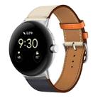 For Google Pixel Watch Genuine Leather Watch Band(Indigo+Pink White Orange) - 1