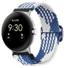 For Google Pixel Watch Buckle Nylon Braided Watch Band(Blue White) - 1