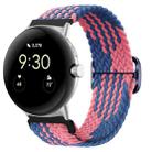 For Google Pixel Watch Buckle Nylon Braided Watch Band(Blue Pink) - 1